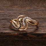 Modern Luxury Rolled 14K Rose Gold Black AAA Zircon Crystals Elegant Winding Lady's Easy Match Rings For Women