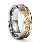 Remarkable Gold Celtic Dragon Polished Real Tungsten 6mm/8mm Engagement Rings Wedding Bands Fashion Jewelry