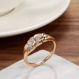 Romantic Filled 14K Rose Gold Top Quality AAA Zircon Diamonds Women's Ring  Daily Luxury Jewelry Gifts