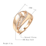 Luxury Ethnic Weaving Patterned Rolled 14K Rose Gold Shiny AAA+ Zircon Diamonds Queen Crown Rings For Women