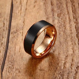 High Quality Classic  Rose-Gold Color 8mm Mens Basic Tungsten Carbide Ring Male Wedding Jewelry