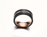High Quality 8mm Width Men Rings 100% Tungsten Metal Black & Gold-color Ring - Mens Jewelry