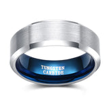 Black Blue Inside 4/6/8mm Tungsten Rings Mens and Womens Finger Band Cool Rings Classic Wedding Engagement Bands