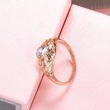 14K Rolled Rose Gold Faith Ring Micro-wax Inlay AAA+ CZ Diamonds Rings Women - Fine Religious Jewelry