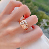 Luxury Ethnic Weaving Patterned Rolled 14K Rose Gold Shiny AAA+ Zircon Diamonds Queen Crown Rings For Women