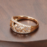 New Hollow Crystal Flower Design Rolled 14K Rose Gold AAA+ CZ Diamonds Pave Setting Women's - Vintage Jewelry