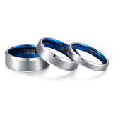 Black Blue Inside 4/6/8mm Tungsten Rings Mens and Womens Finger Band Cool Rings Classic Wedding Engagement Bands
