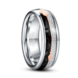 New Arrival Tungsten Carbide 8MM Inlaid Meteorite Black Agate Steel Tungsten Steel Men Wedding Bands