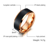 High Quality Classic  Rose-Gold Color 8mm Mens Basic Tungsten Carbide Ring Male Wedding Jewelry