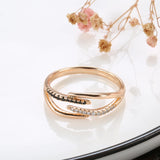 Fashion Trend Sparkling Crossover Design Filled 14K Rose Gold Luxury AAA Zircon Crystal Rings for Women Jewelry