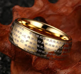 Amazing High Quality Engraved Chinese Buddhist Texts Tungsten Rings for Men - Religions Lucky Jewelry