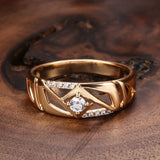 New Fashion Eternal Vintage 14K Rolled Rose Gold Ring with AAA+ Cubic Zirconia Diamonds - Fine Party Jewelry