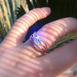 Heart & Arrow Cupid Cut Rolled 14K Rose Gold Large Single Row Micro Inlay AAA Zircon Crystals Rings, Fine Jewelry