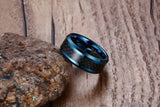 New Arrival Blue 8mm Men's Carbon Fiber Tungsten Rings for Men - Wedding Bands Tungsten Carbide Men Jewelry Rings