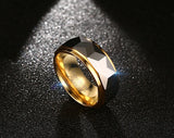 High Quality Gold Color 8mm Width Rhombus Design 100% Tungsten Carbide Men Rings - Wedding Engagement Male Jewelry