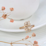 Romantic 14K Filled Rose Gold Shiny AAA Zircon Diamonds Vintage Trendy Crystal Flower Women's Ring Quality Jewelry