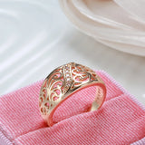 Super Trendy 14K Rolled Rose Gold Micro Wax Inlay AAA+ CZ Diamonds Hollow Flower Ring - Vintage Wedding Jewelry