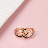 New Luxury 14K Filled Rose Gold Octopus Tentacles Design Hollow Cross AAAA Black Zircon Diamonds Rings for Women
