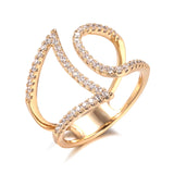 Marvelous Design Romantic 14K Filled Rose Gold Luxury Geometric Line Shiny AAA+ CZ Diamonds Open Ring, Trend Jewelry