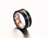 High Quality 8mm Width Men Rings 100% Tungsten Metal Black & Gold-color Ring - Mens Jewelry