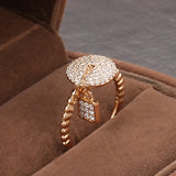 New Arrival Luxury Lock Ring Micro Inlays Covered AAA Zircon Diamonds Filled 14K Rose Gold Rings - Fine Jewelry