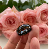 Awesome Real Opal Chip Wood Inlay Polished Comfort Fit Black Tungsten Rings Wedding Band