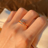 Fashion Trend Sparkling Crossover Design Filled 14K Rose Gold Luxury AAA Zircon Crystal Rings for Women Jewelry