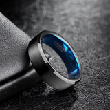 Black Blue Inside 4/6/8mm Tungsten Rings Mens and Womens Finger Band Cool Rings Classic Wedding Engagement Bands