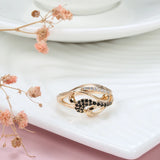 Exquisite Hollow Luxury Circle Design 14K Rose Gold Rings Black AAA Zircon Diamonds Rings For Women Party Jewelry