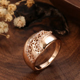 Luxury Ethnic Weaving Patterned Rolled 14K Rose Gold Shiny AAA+ Zircon Diamonds Queen Crown Rings For Women