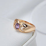 Luxury Purple Oval Filled 14K Rose Gold AAA Zircon Crystals Rings For Women, Bridal Fine Jewelry Trendy Rings