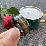 Super 8MM Whisky Wood Pilose Antler Ring Hammered Tungsten Pipe Cut Finish Comfort Fit Wedding Band For Men Women