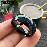 Awesome Blue Crystal Stone Inlaid 4/6/8MM Men's and Women's Comfortable Fit Wedding Tungsten Rings