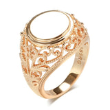 New Arrival Classic Supe Glossy Round Ring For Women in Filled 14K Rose Gold Retro Ethnic Jewelry