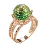 New Unusual Emerald Ball Cut 14K Filled Rose Gold AAA Zircon Crystal Crown Ring for Women Elegant Party Fine Jewelry