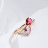 Golden Romantic Pink Filled 14K Rose Gold AAA Zircon Crystals Simple Slim Rings For Women Luxury Jewelry Gift