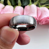 Superb Blue Domed Brushed 6mm 8mm  Tungsten Carbide Ring for Men and Women Comfort Fit Engagement Wedding Band