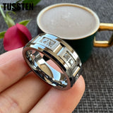 New Arrivals Black CZ Inlay 8MM Tungsten Steel Combination Cool Men's Promise Wedding Bands Rings