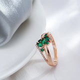 Superb Geometric Crossing Design 14K Filled Rose Gold Green AAA Zircon Crystals Ethnic Rings, Vintage Trendy Jewelry