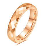 Black Rose Gold  Faceted Edge Dome Polished 4MM/6MM Tungsten Carbide Wedding Bands Couple Rings for Women and Men