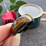 Whisky Barrel Oak Wood Guitar String Inlay 8mm Men, Women Tungsten Carbide Rings - Bridegroom Trendy Wedding Bands