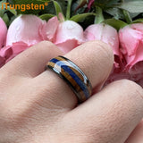 Blue Lapis Whisky Wood Inlay 4 Colors 8mm New Tungsten Carbide Ring for Men and Women Engagement Wedding Band