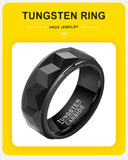 New Arrival Black Anti Scratch Geometric Surface Metal 8mm Tungsten Men Ring,  Engagement, Wedding Band.