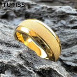 Superb 6/8mm Sandblasted Gold Tungsten Comfortable Fit Ring for Men and Women Fashion Engagement Wedding Band