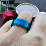 Stepped Finish Great Workmanship 6/8MM Men Women Hammer Ring Stylish Tungsten Comfort Fit Wedding Band