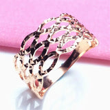 New Filled 14K Rose Gold Wide Shiny Hollow Out Rings for Women Personality and Charm - New Engagement Jewelry