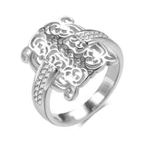 New Luxury Unique Hollow Wide Face Design Filled 14K Rose Gold With AAA Zircon Diamonds Rings Wedding Jewelry
