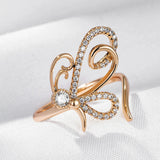 Unique Butterfly Open Ring For Women, 14K Filled Rose Gold With AAA+ Zircon Diamonds Holiday Party Fashion Jewelry