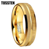 Sandblasted Finish 14K Gold Plated  6/8MM Tungsten Comfort Fit Ring for Men Women - Fashion Engagement Wedding Band