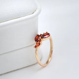 Luxury Orange Red AAA Zircon Crystals 14K Filled Rose Gold Rings For Women Bride Jewelry Party Gift